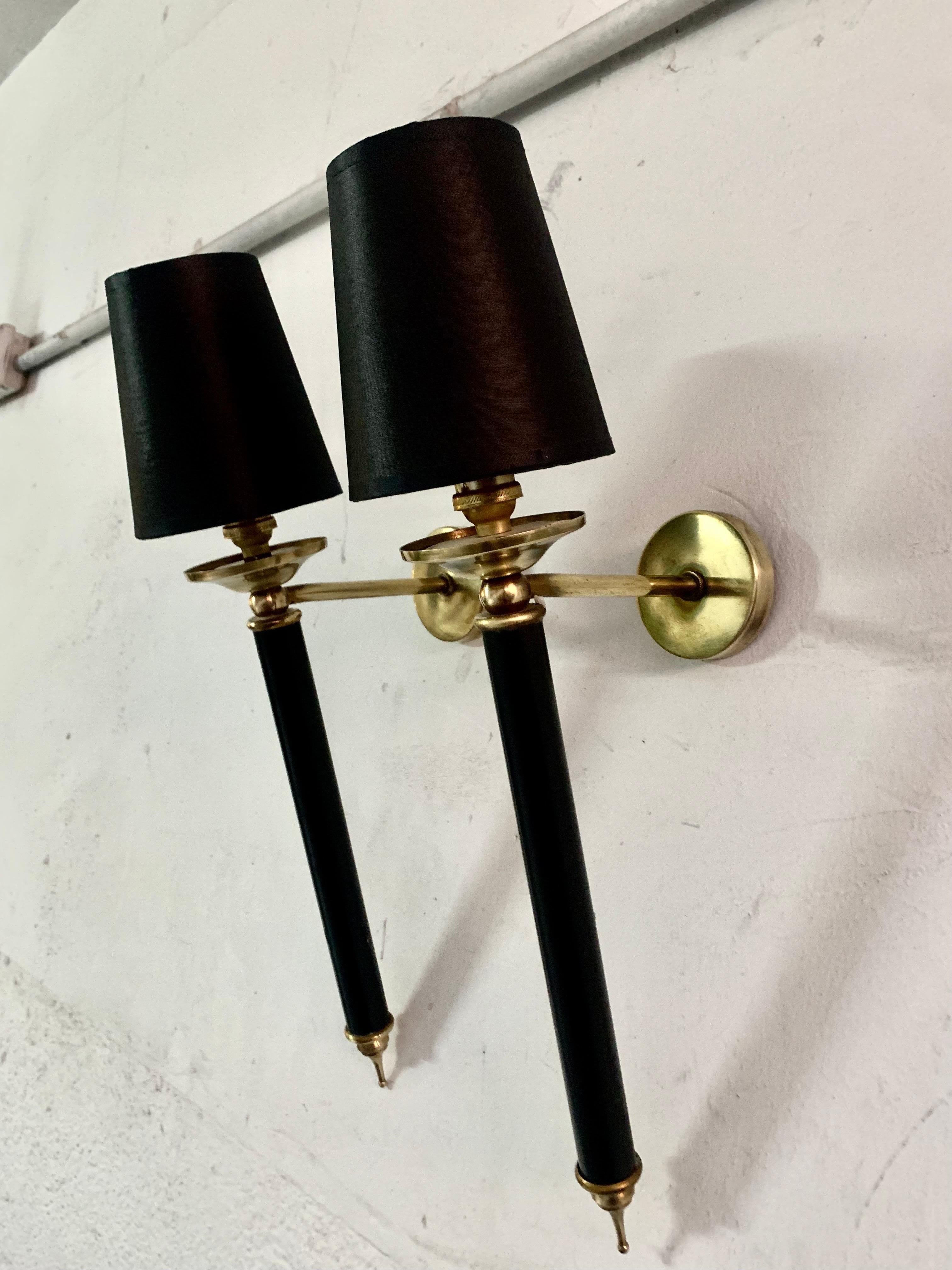 Pair of Mid-Century Modern Large Torcheres Wall Sconces Maison Lunel Style For Sale 9