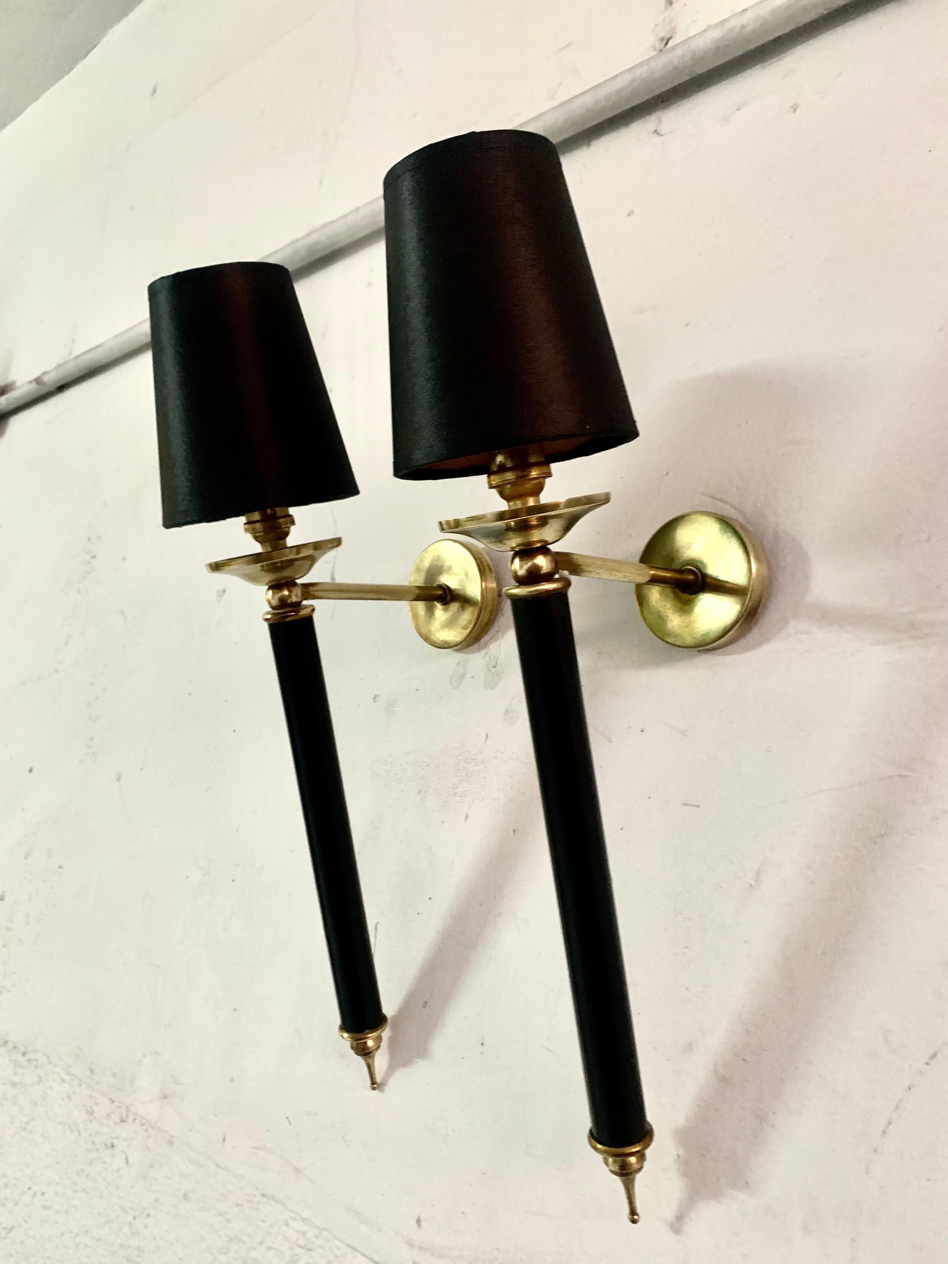 Pair of Mid-Century Modern Large Torcheres Wall Sconces Maison Lunel Style For Sale 11