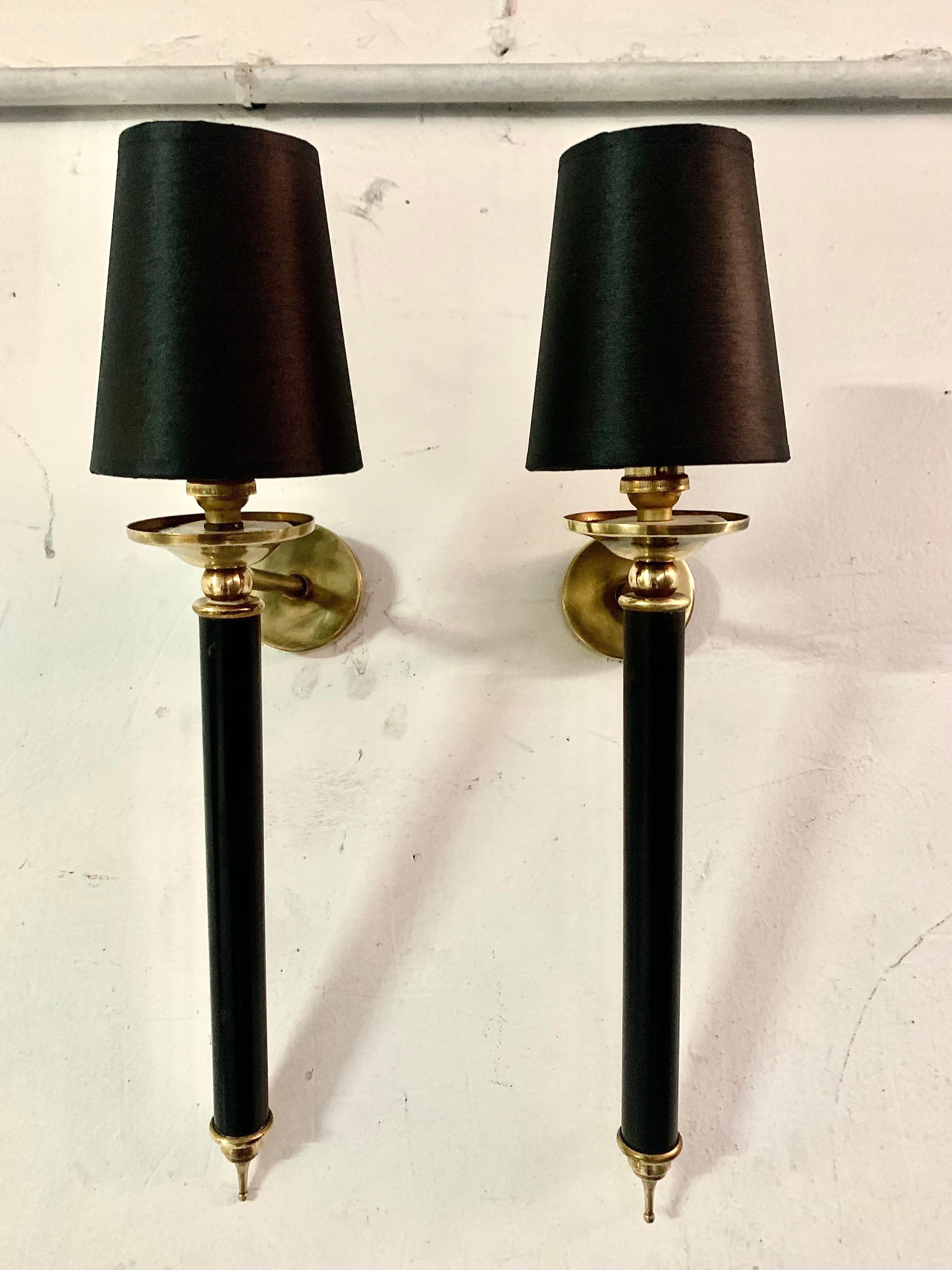 Pair of Mid-Century Modern Large Torcheres Wall Sconces Maison Lunel Style For Sale 12