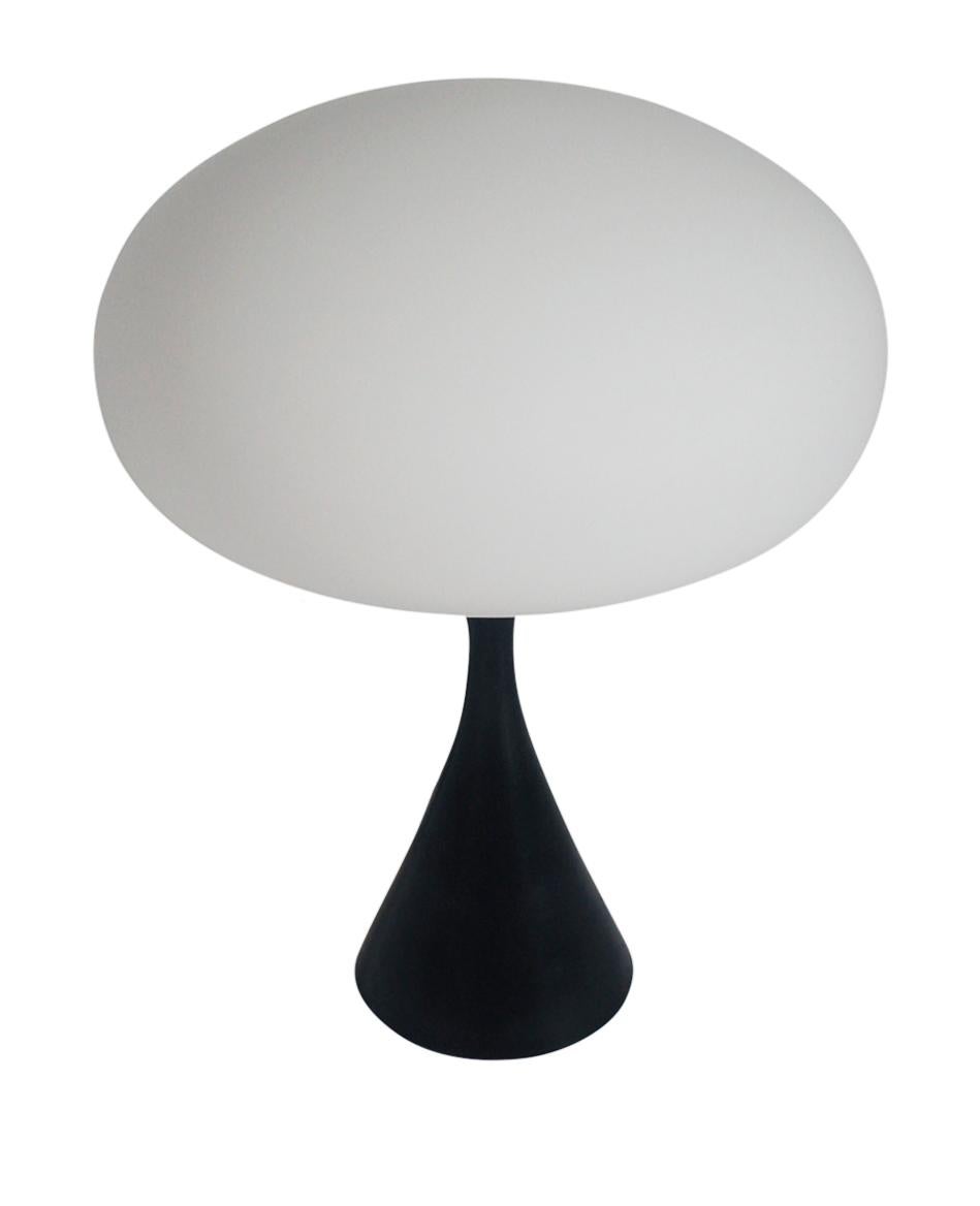 American Pair of Mid-Century Modern Laurel Mushroom Table Lamps in Black / White