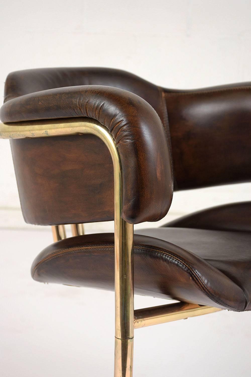 Pair of Mid-Century Modern Leather and Chrome Armchairs 2