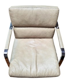 Pair of Mid-century Modern Leather and Flat-bar Chrome Lounge Chairs