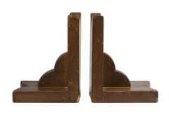 Paire de serre-livres en bois recouvert de cuir de la maison Hermès, France, du milieu du siècle dernier