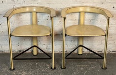 Pair of Mid-Century Modern Leather Tripod Armchair Stools