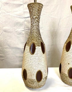 Pair of Mid-Century Modern Leviton Ceramic Art Pottery Table Lamps