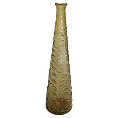 Pair of Mid Century Modern light amber Empoli "Wave" bottles, Italy 1960s