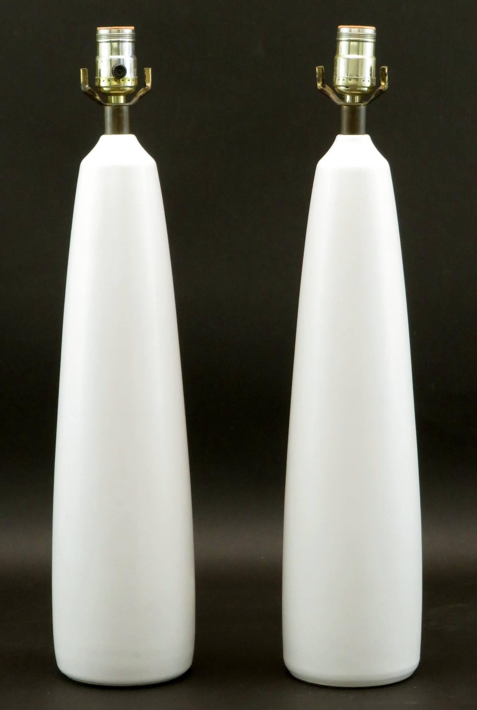 Danish Pair of Mid-Century Modern Lotte & Gunnar Bostlund Ceramic Table Lamps, Denmark