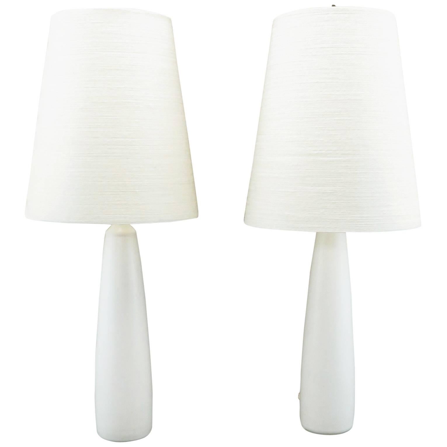 Pair of Mid-Century Modern Lotte & Gunnar Bostlund Ceramic Table Lamps, Denmark