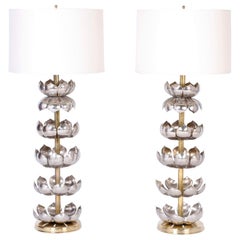 Pair of Mid-Century Modern Lotus Leaf Table Lamps