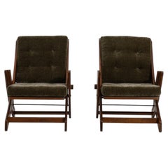 Pair Of Mid-Century Modern Lounge Armchairs With Adjustable Backs