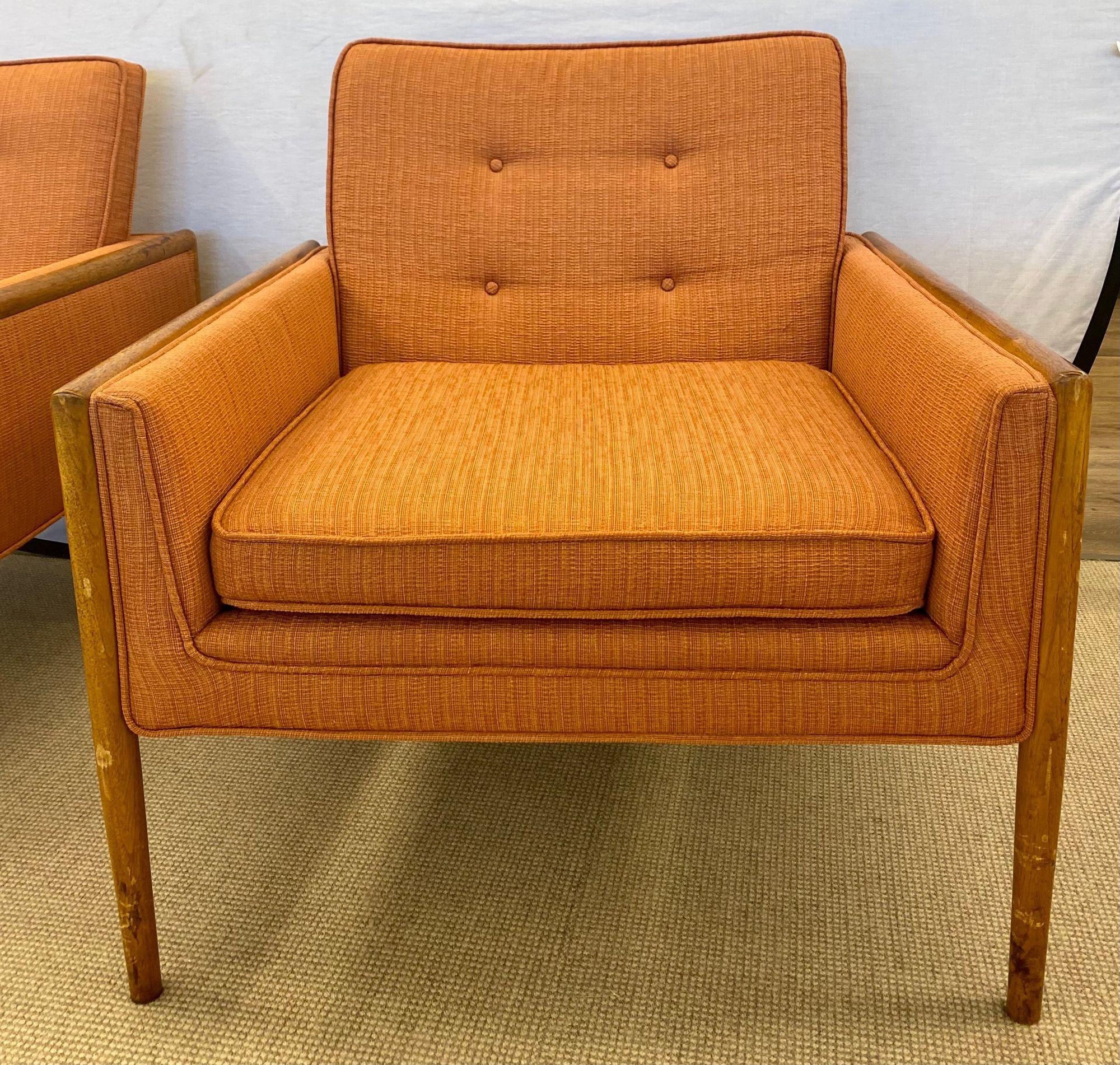 Pair of Mid-Century Modern Lounge Chairs, American, Walnut, 1960s For Sale 12