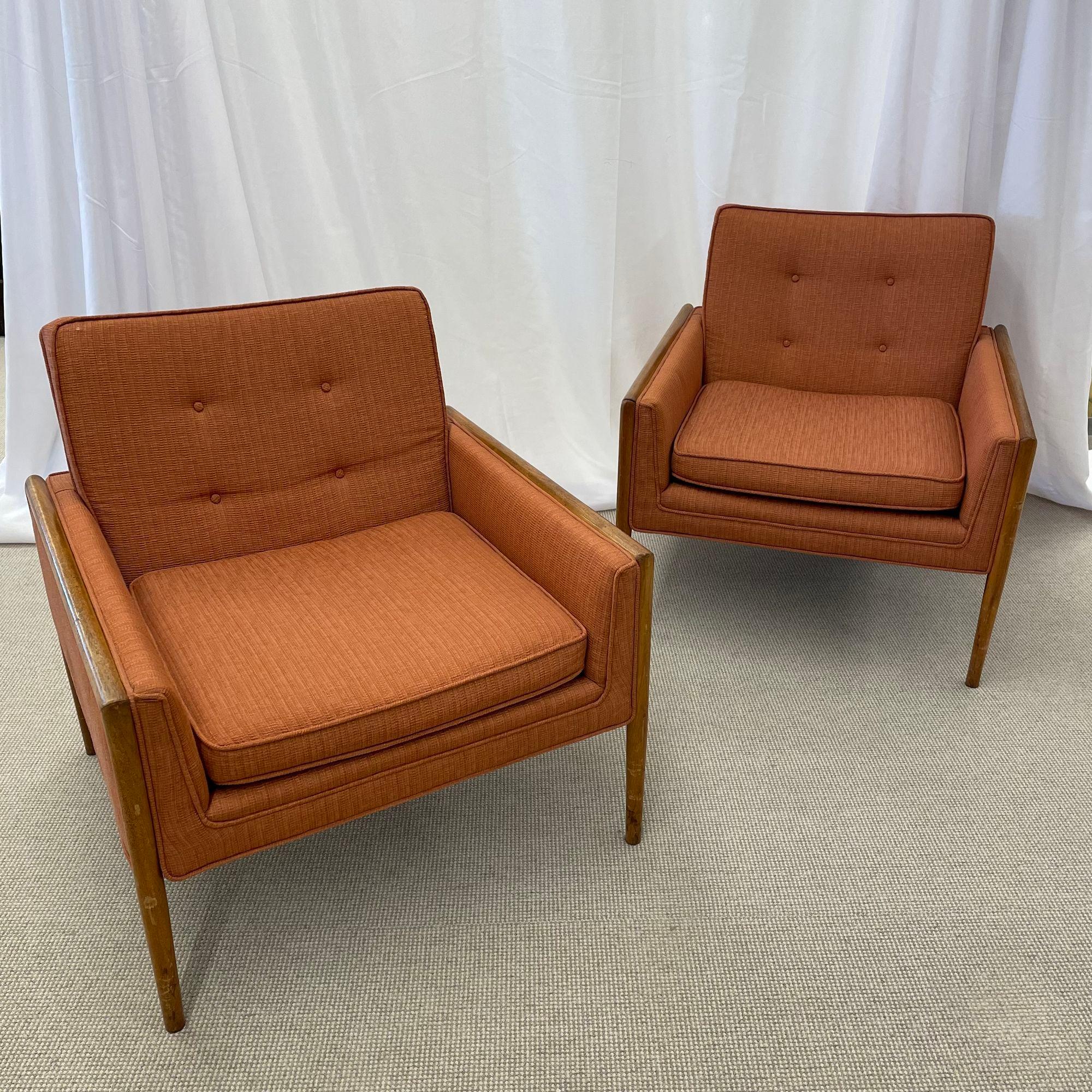 Pair of Mid-Century Modern Lounge Chairs, American, Walnut, 1960s For Sale 14