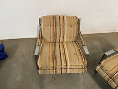 Coppia di sedie da salotto moderne di metà secolo di Cy Mann Flat Z Bar Chrome Cube