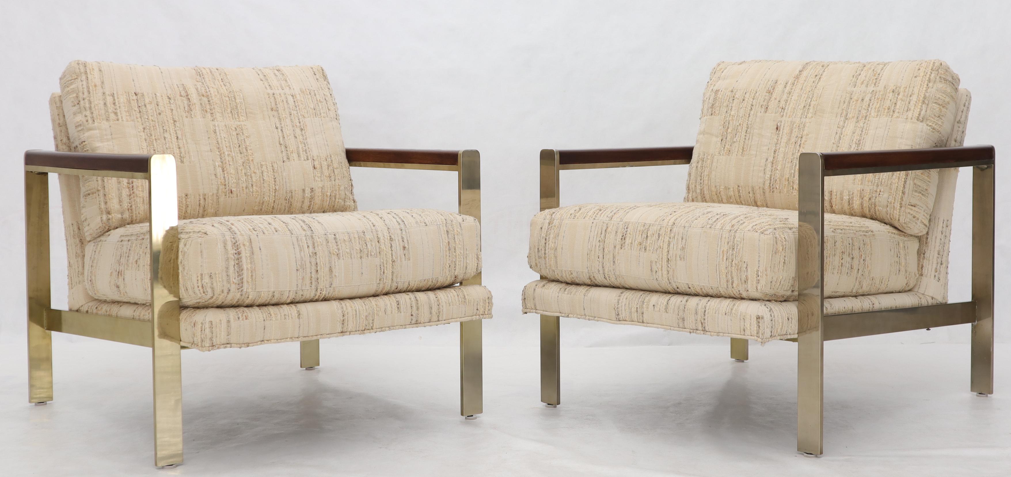 Brass Pair of Mid-Century Modern Lounge Chairs by Drexel