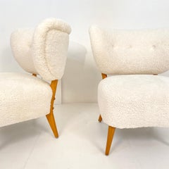 Pair of Mid-Century Modern Lounge Chairs by Otto Schultz in Teddy Fur, 1950s