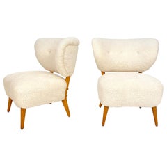 Pair of Mid-Century Modern Lounge Chairs by Otto Schultz in Teddy Fur, 1950s
