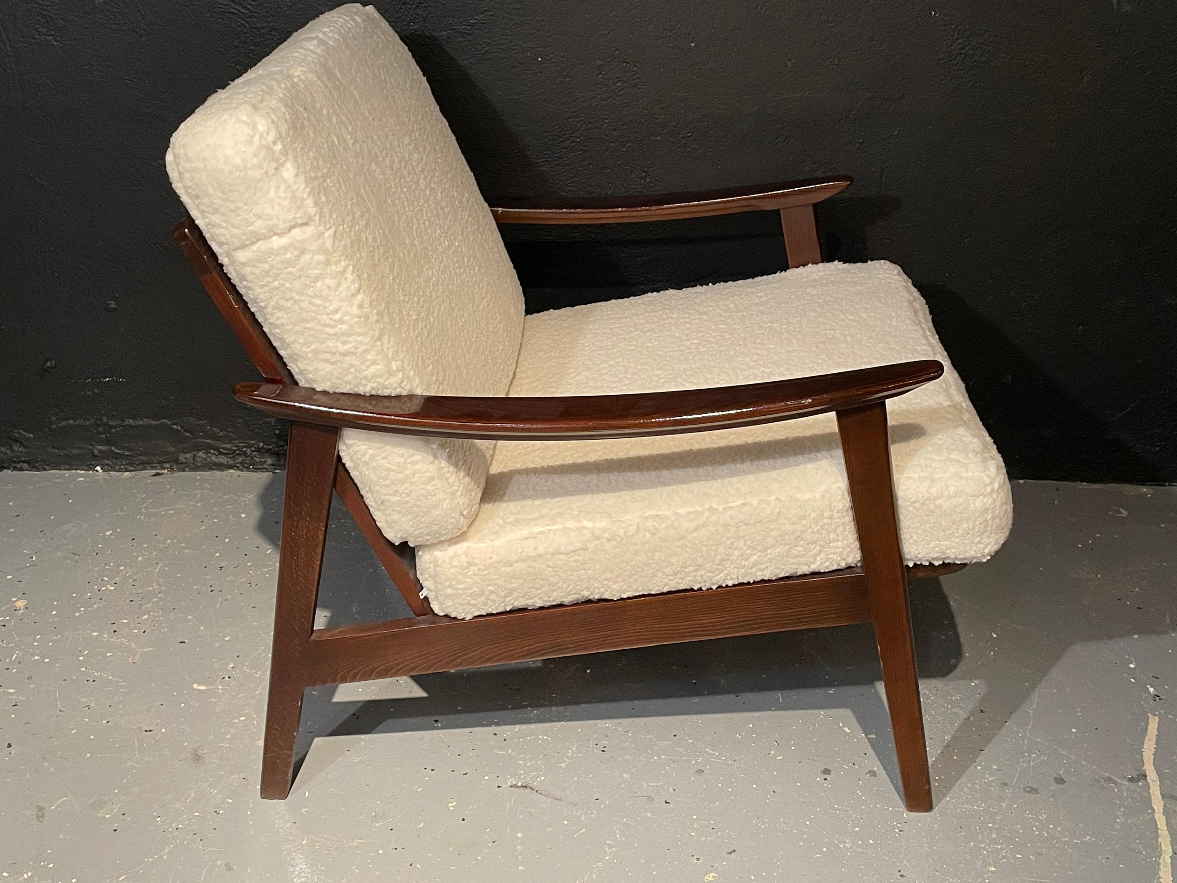 Upholstery Pair of Mid-Century Modern Lounge Chairs Style of Ib Kofod-Larsen Plush Sherpa