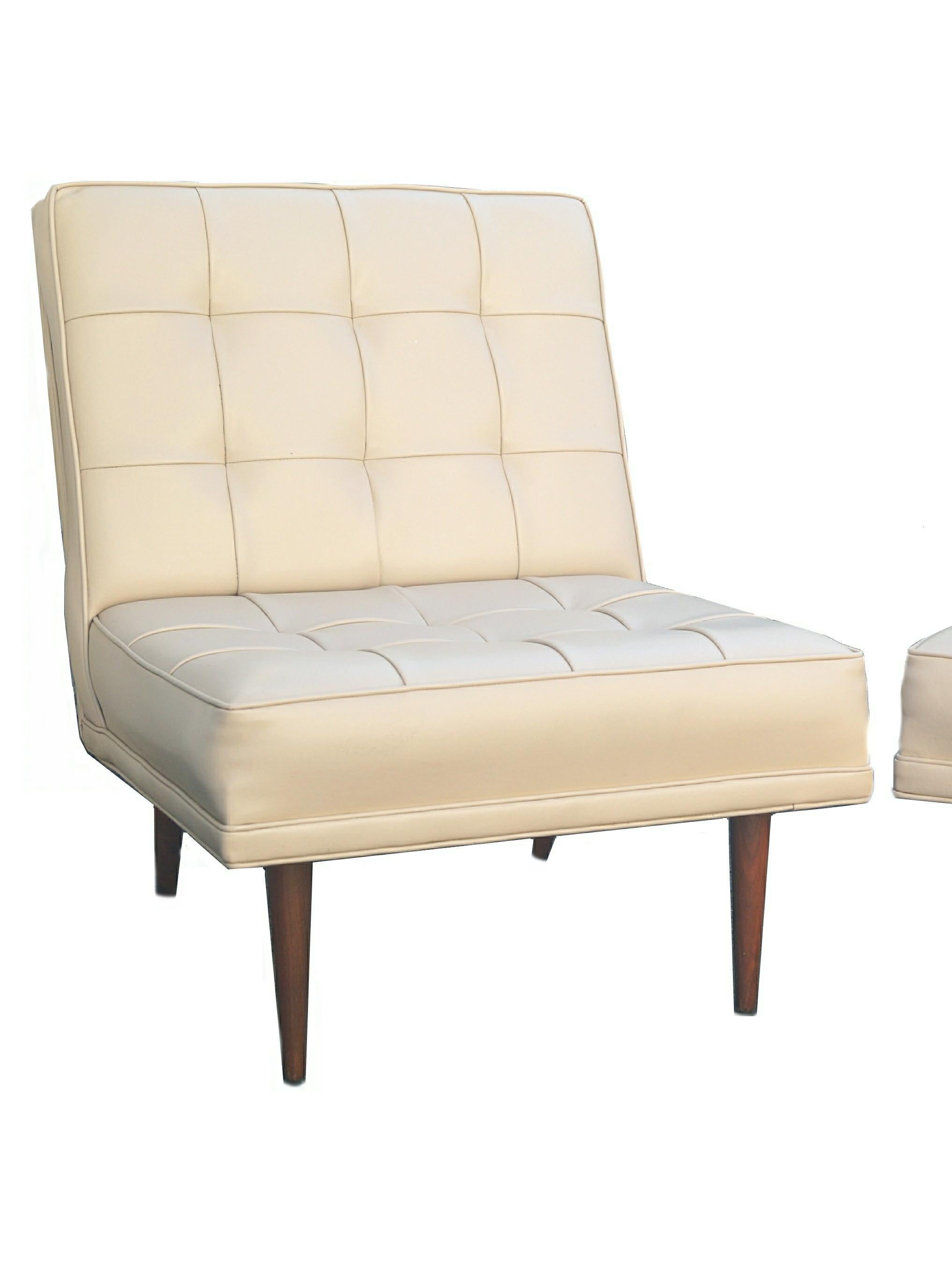 Ein Paar moderne Lounge-Sessel ohne Armlehne aus der Mitte des Jahrhunderts in der Art von Paul McCobb (Moderne der Mitte des Jahrhunderts) im Angebot