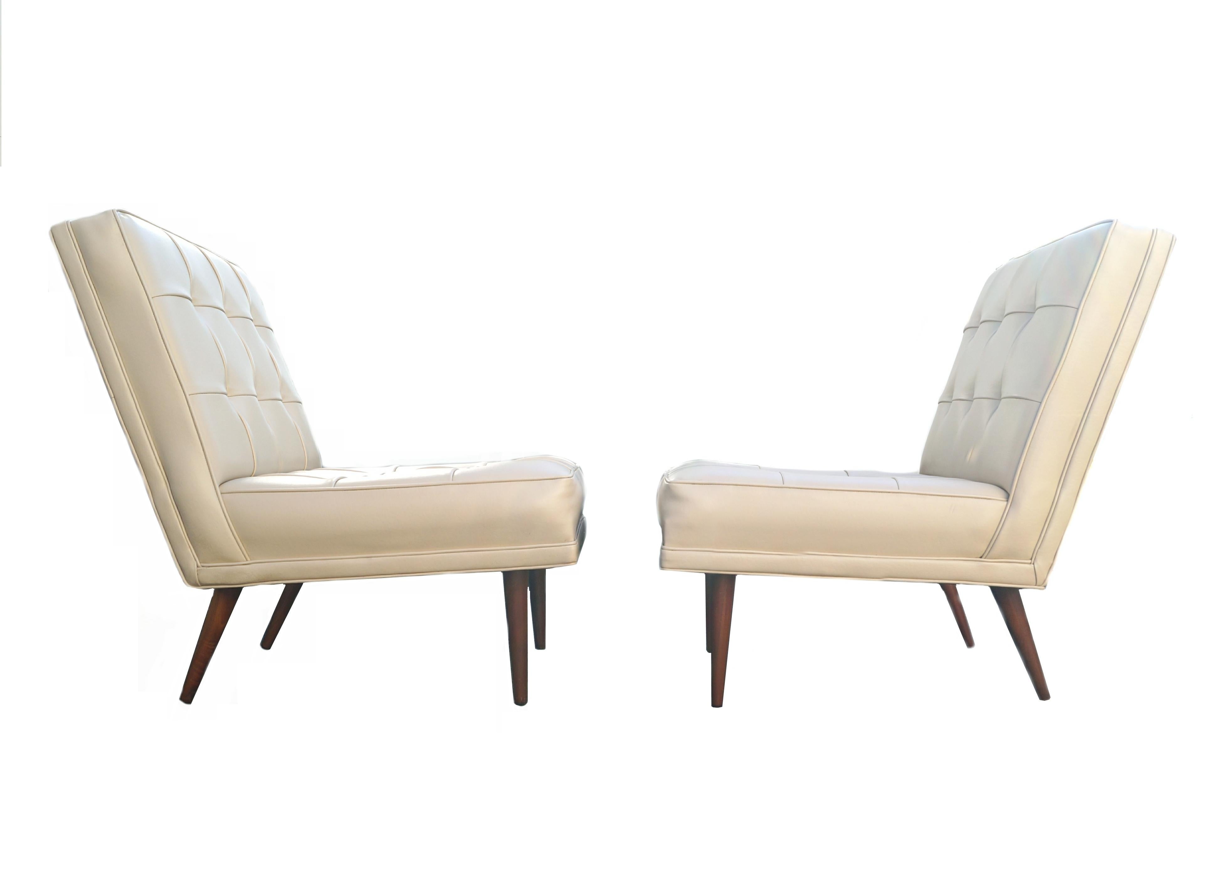 Ein Paar moderne Lounge-Sessel ohne Armlehne aus der Mitte des Jahrhunderts in der Art von Paul McCobb im Zustand „Gut“ im Angebot in Wayne, NJ