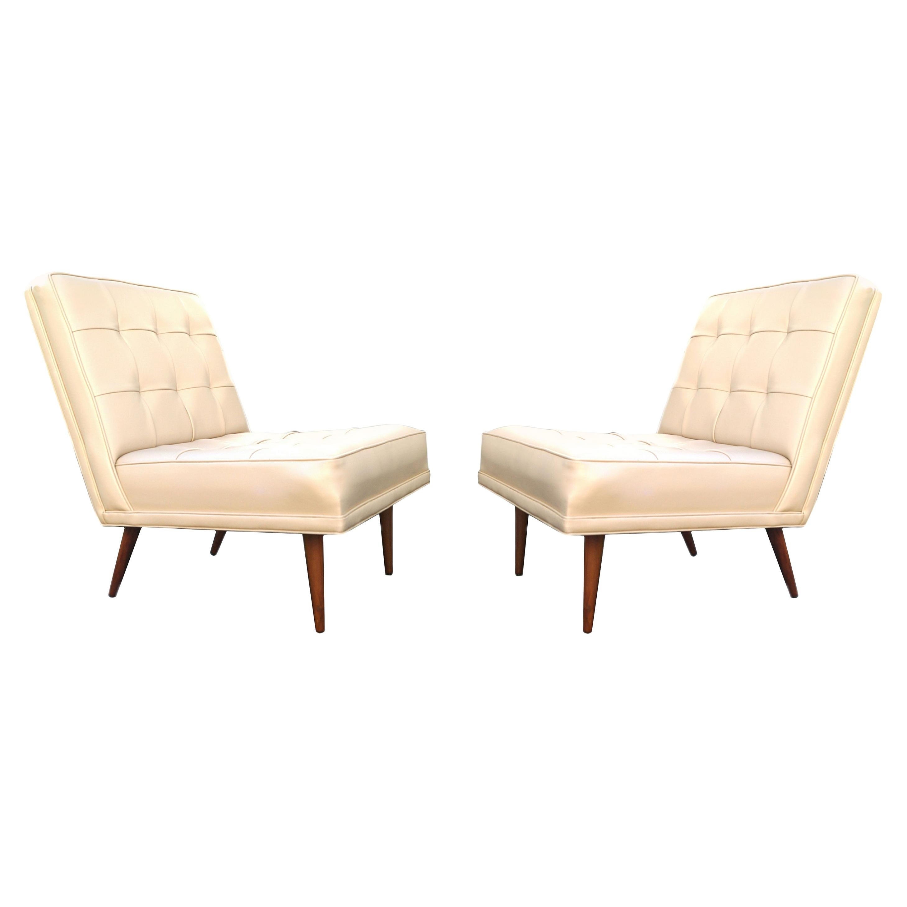 Pair of Mid-Century Modern Lounge Slipper Chairs Manner of Paul McCobb