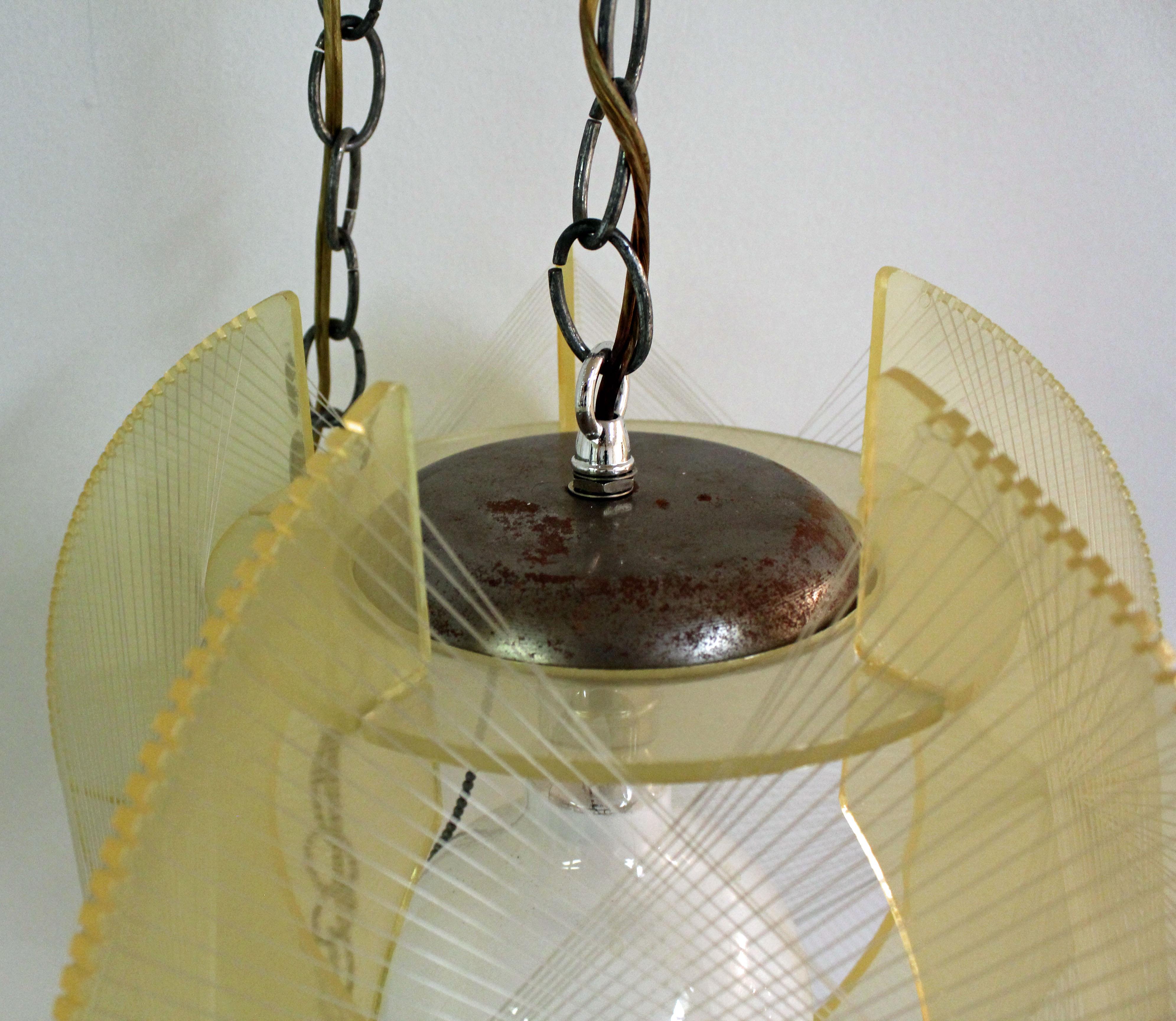 Pair of Mid-Century Modern Lucite String Hanging Chain Pendant Lighting/Lamps 1