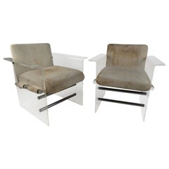 Vintage Pair of Mid-Century Modern Lucite Pace Style Lounge Chairs