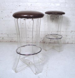 Pair of Mid-Century Modern Lucite Stools