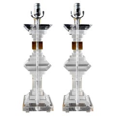 Pair of Mid-Century Modern Lucite Table Lamps
