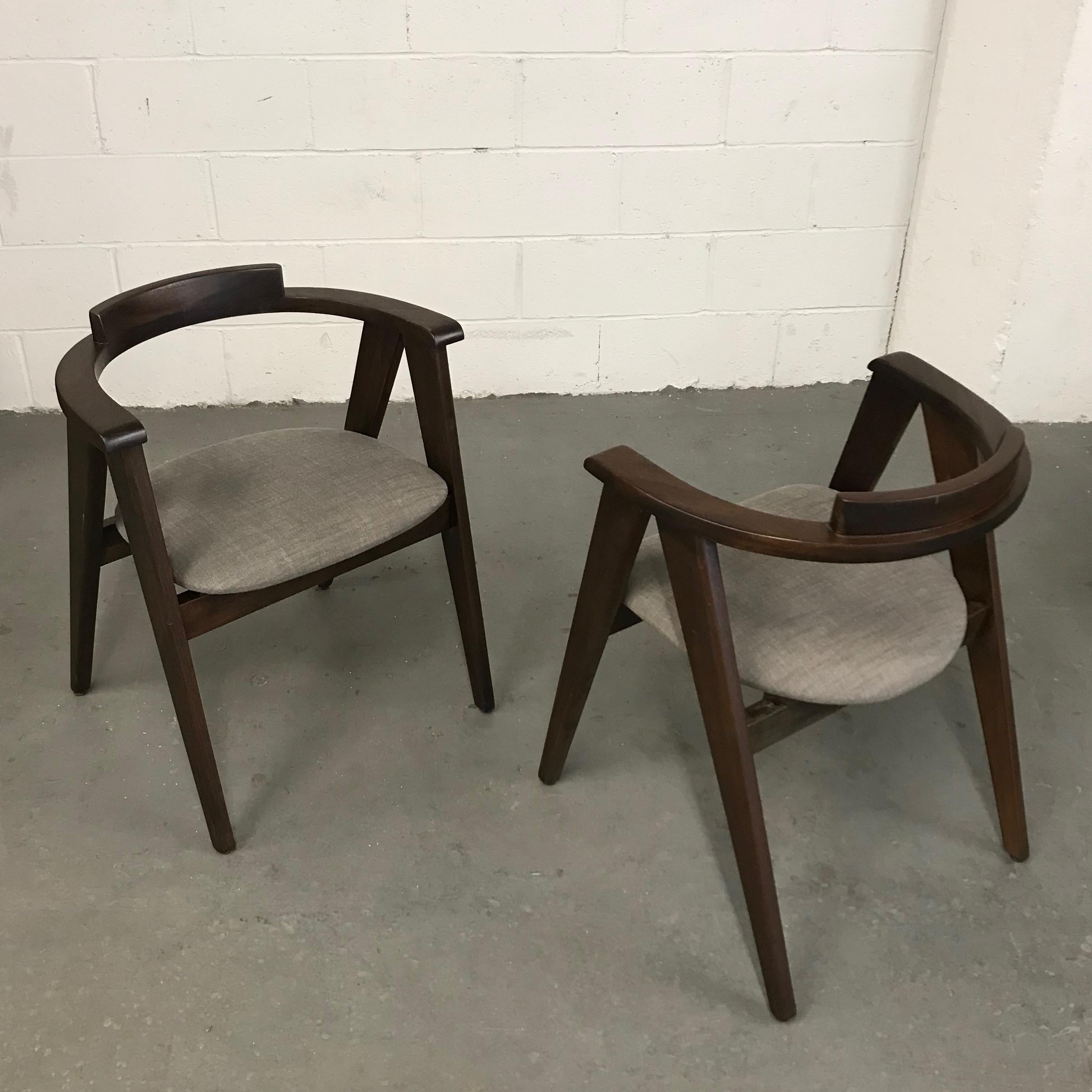 20th Century Pair of Mid-Century Modern Mahogany Compass Chairs