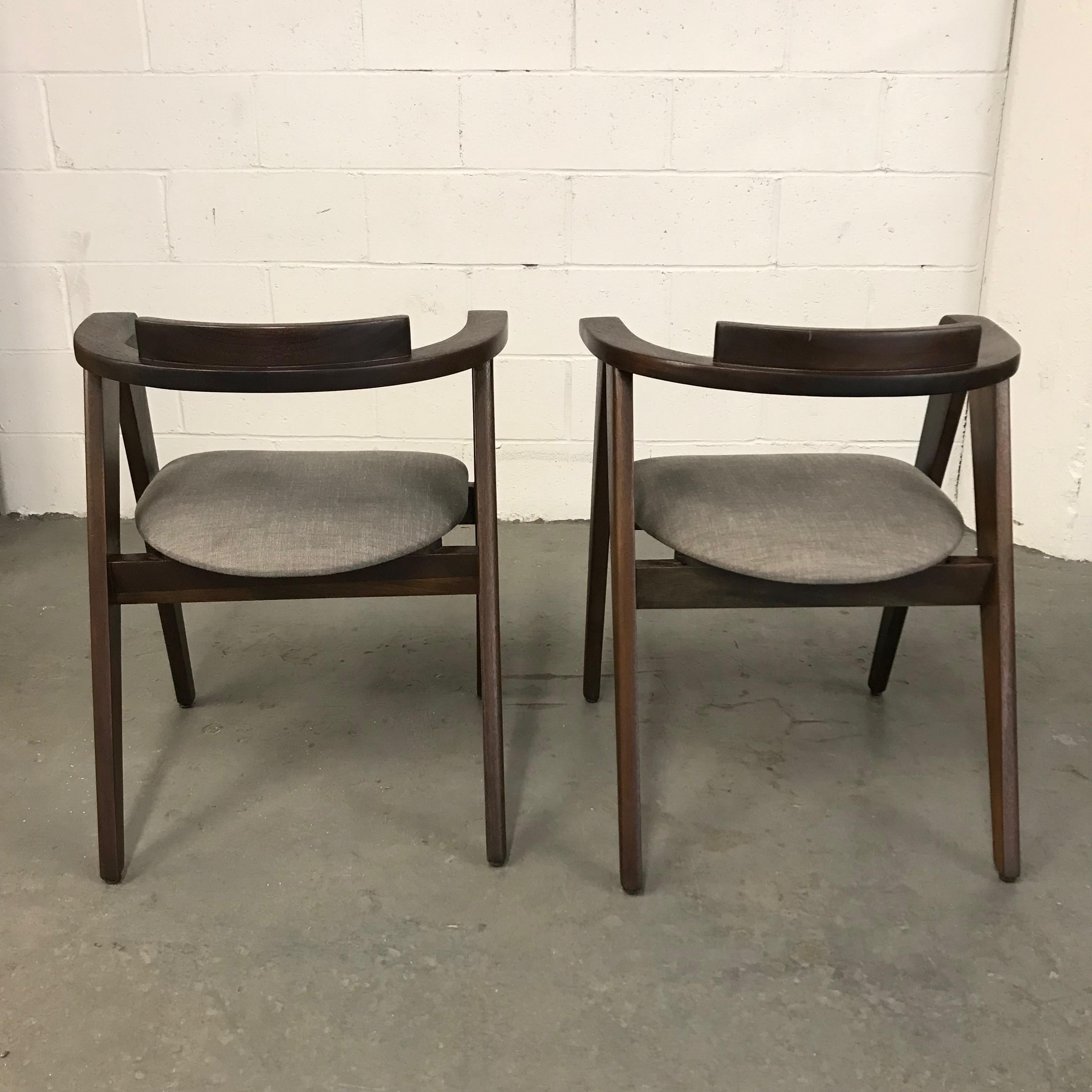 Fabric Pair of Mid-Century Modern Mahogany Compass Chairs