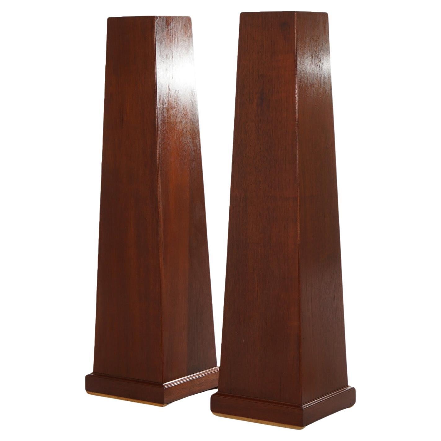 Pair of Mid Century Modern Mahogany Flare Form Sculpture Display Stands 20thC For Sale