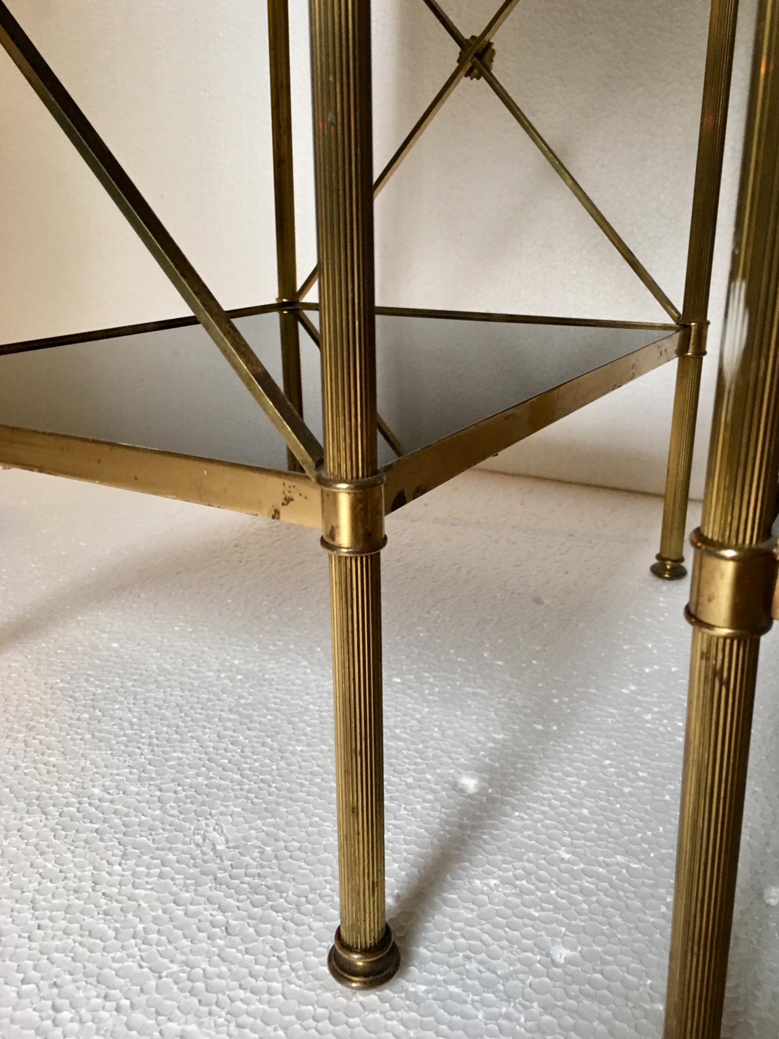 Brass Pair of Mid-Century Modern Maison Jansen Style Side Tables