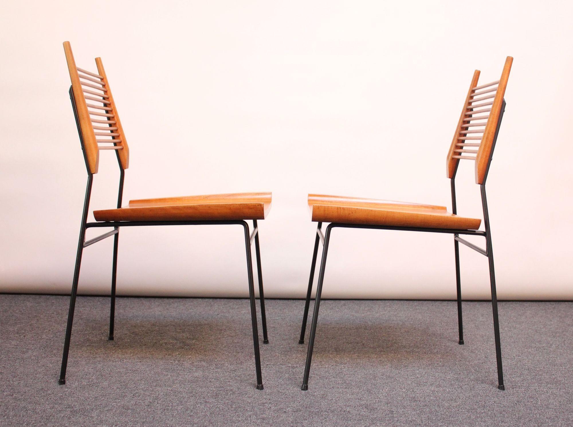 Paire de chaises « Shovel » en érable et fer de style mi-siècle moderne par Paul Mccobb en vente 8