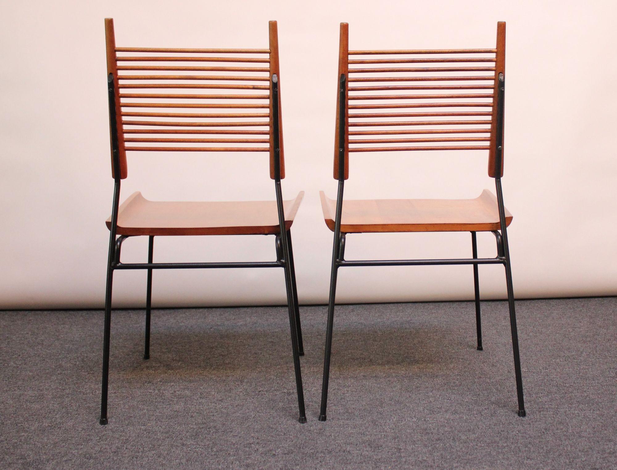 Métal Paire de chaises « Shovel » en érable et fer de style mi-siècle moderne par Paul Mccobb en vente