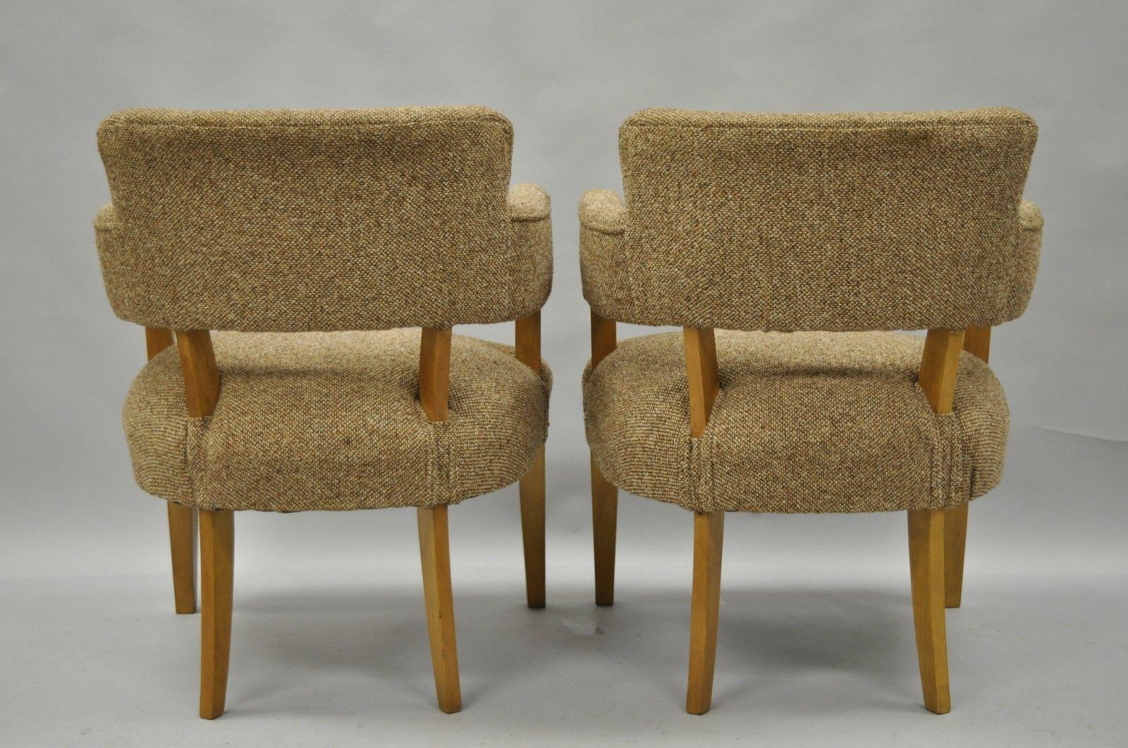 Pair of Mid-Century Modern Maple Club Lounge Chairs Jens Risom Heywood Wakefield 1
