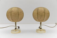 Pareja de lámparas de sobremesa Cocoon Tulip jaspeadas de Goldkant, años 50