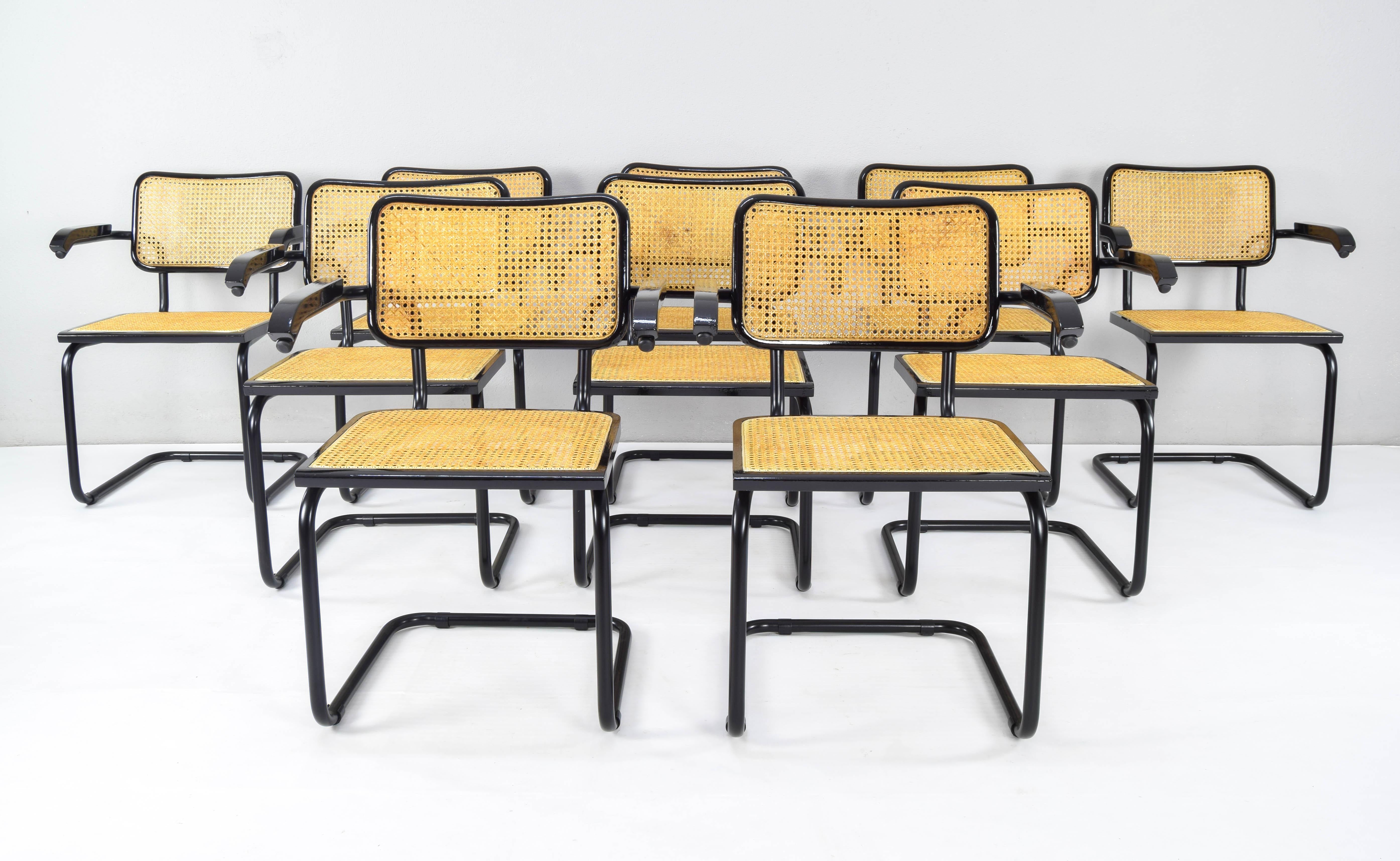 Pair of Mid-Century Modern Marcel Breuer Black B64 Cesca Chairs, Italy, 1970 5