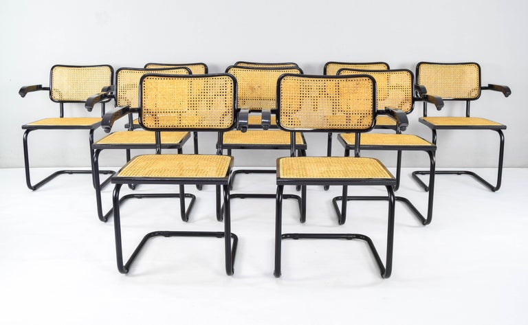 Pair of Mid-Century Modern Marcel Breuer Black B64 Cesca Chairs, Italy, 1970 For Sale 5