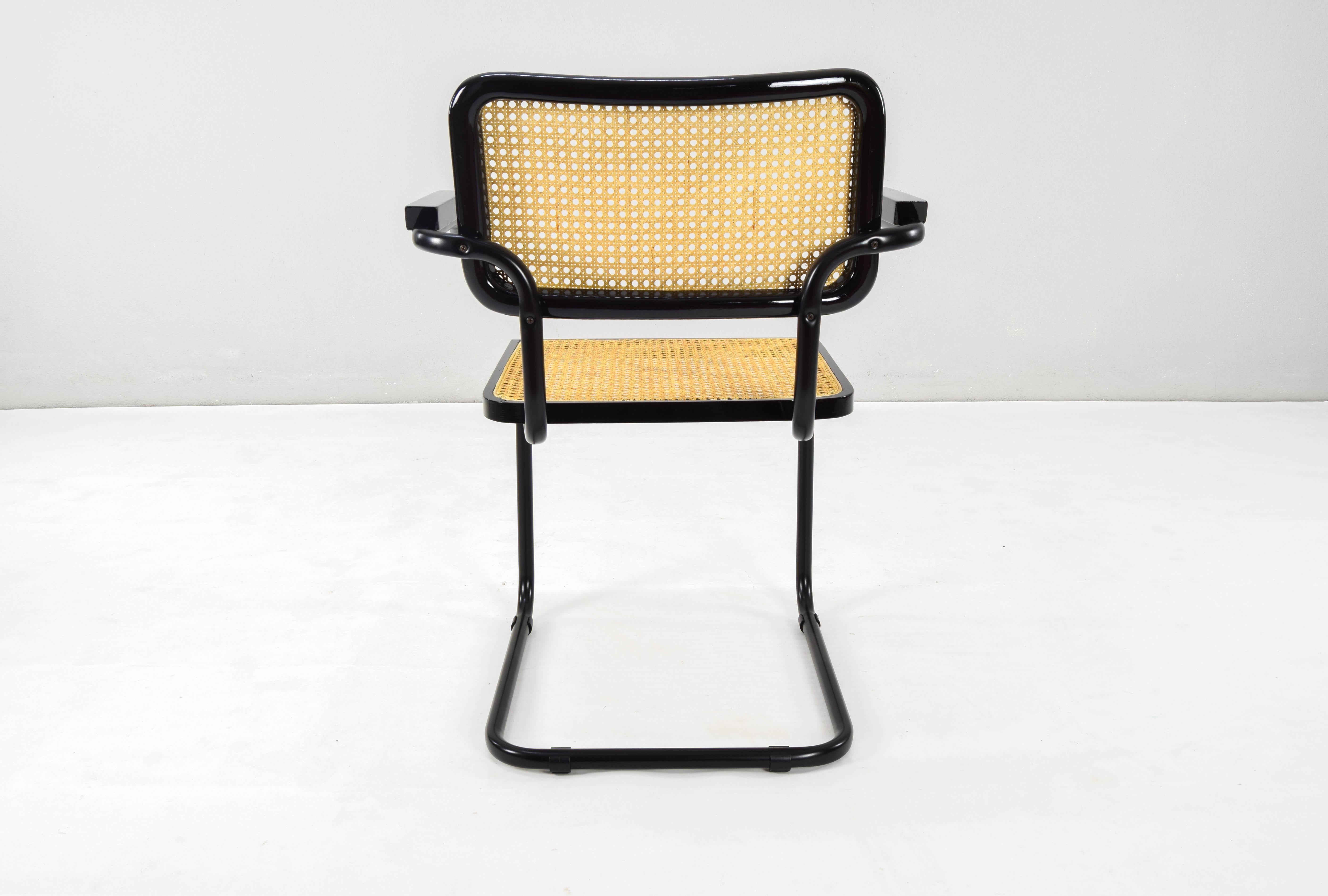 Pair of Mid-Century Modern Marcel Breuer Black B64 Cesca Chairs, Italy, 1970 1