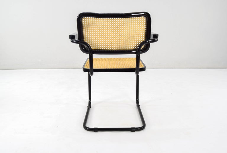 Pair of Mid-Century Modern Marcel Breuer Black B64 Cesca Chairs, Italy, 1970 For Sale 1