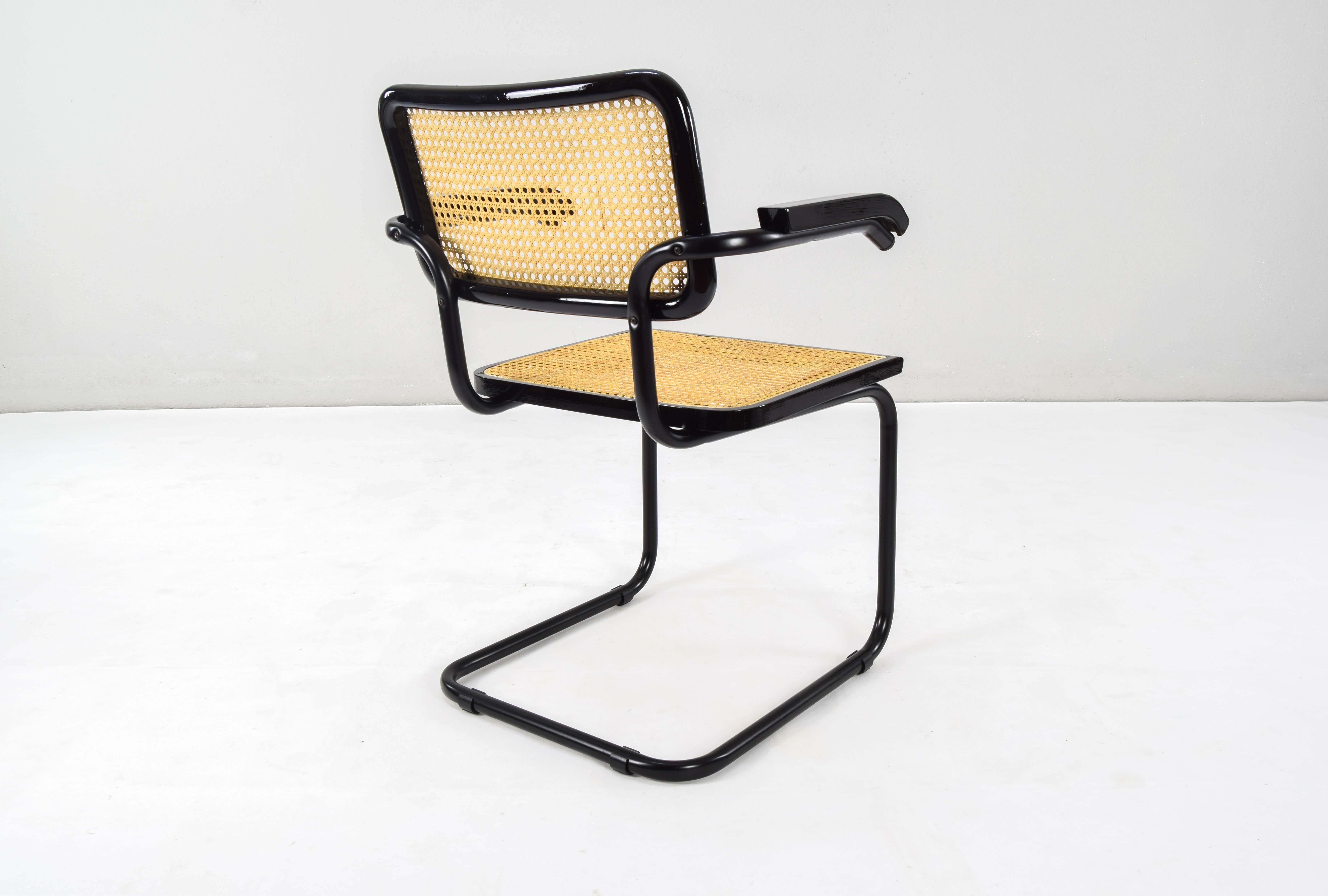 Pair of Mid-Century Modern Marcel Breuer Black B64 Cesca Chairs, Italy, 1970 2