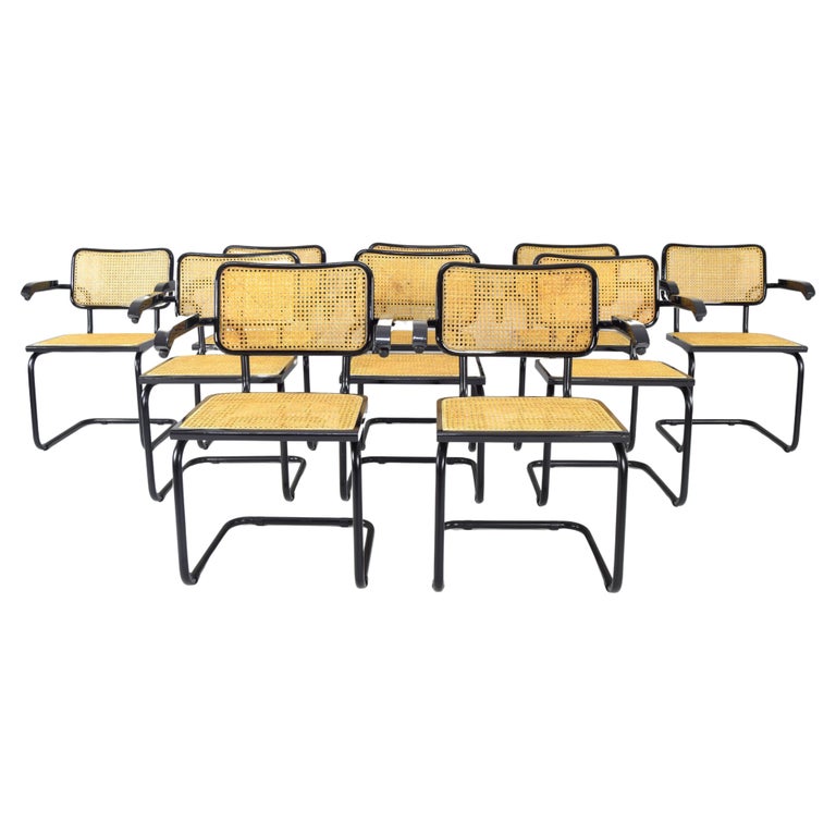 Pair of Mid-Century Modern Marcel Breuer Black B64 Cesca Chairs, Italy, 1970 For Sale