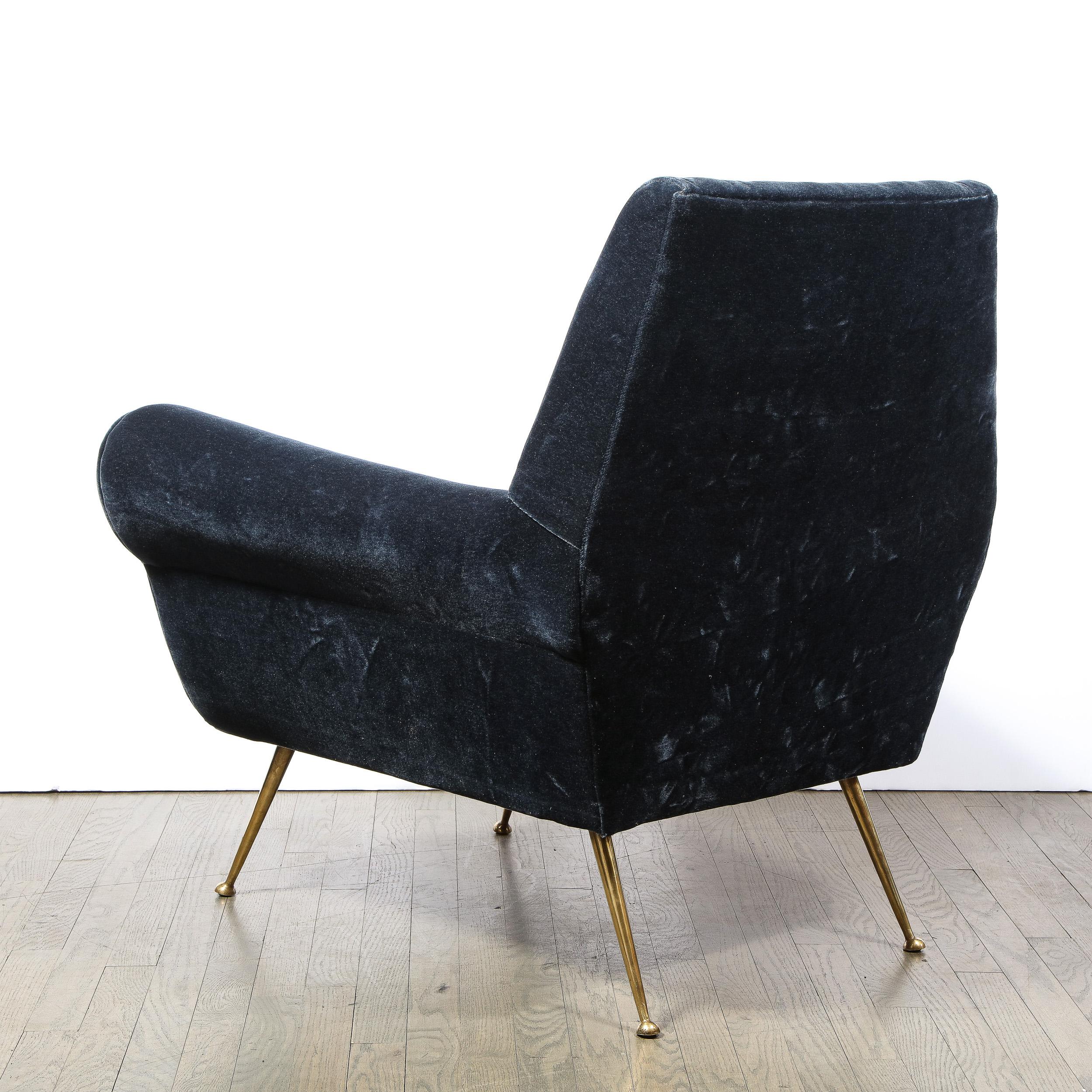 Pair of Mid-Century Modern Marco Zanuso Lounge Chairs with Sculptural Brass Legs 3