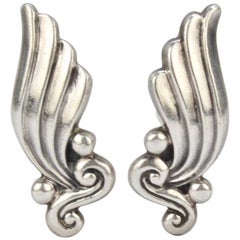 Pair of Mid-Century Modern Margot de Taxco Mexican Sterling Silver Earrings