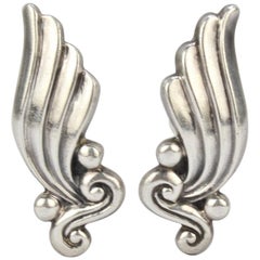 Paire de boucles d'oreilles mexicaines en argent sterling Margot de Taxco:: de style moderne du milieu du siècle