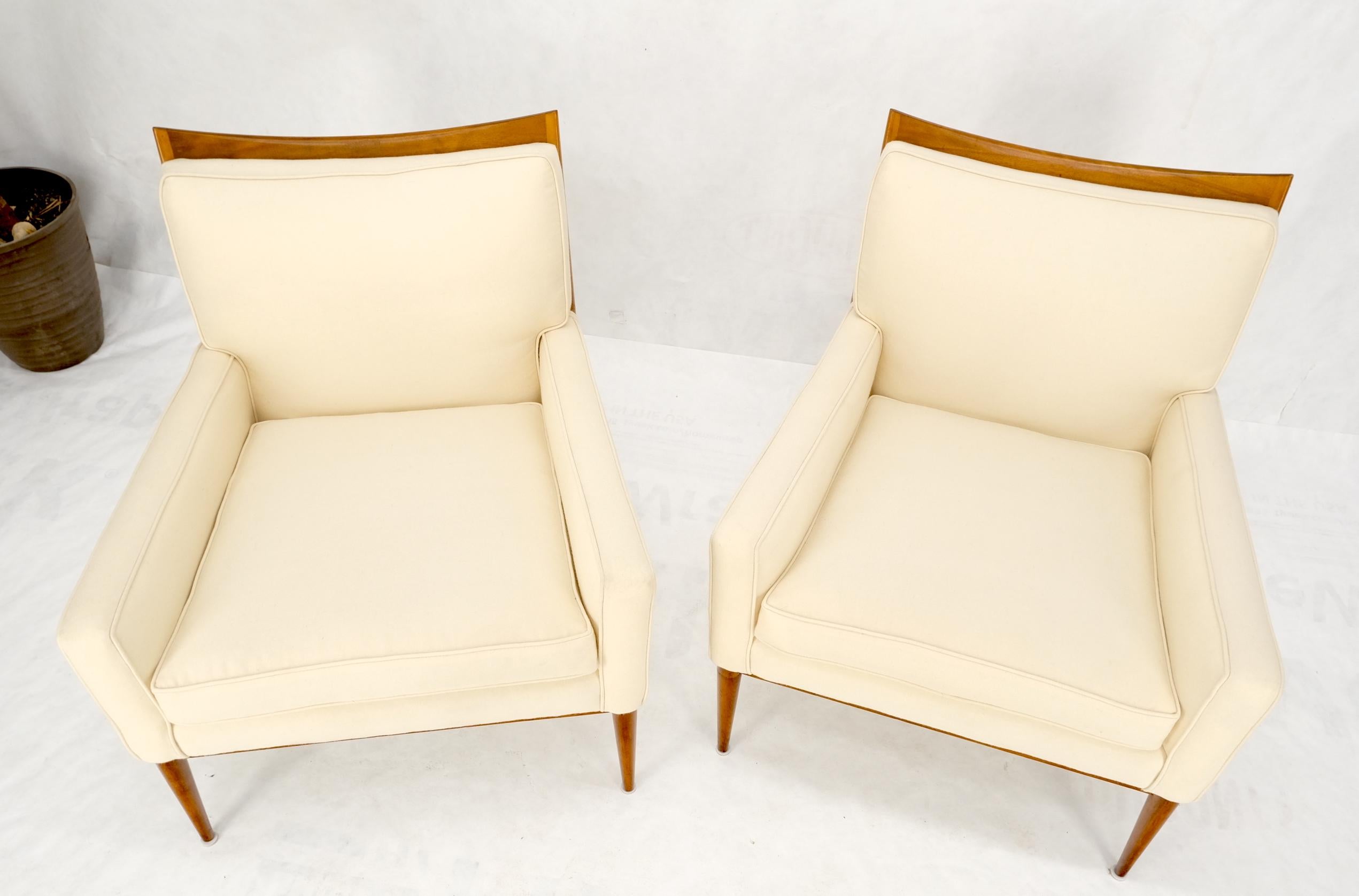 Pair of Mid Century Modern McCobb Chairs Newly Upholstered in Cream Virgin Wool For Sale 9