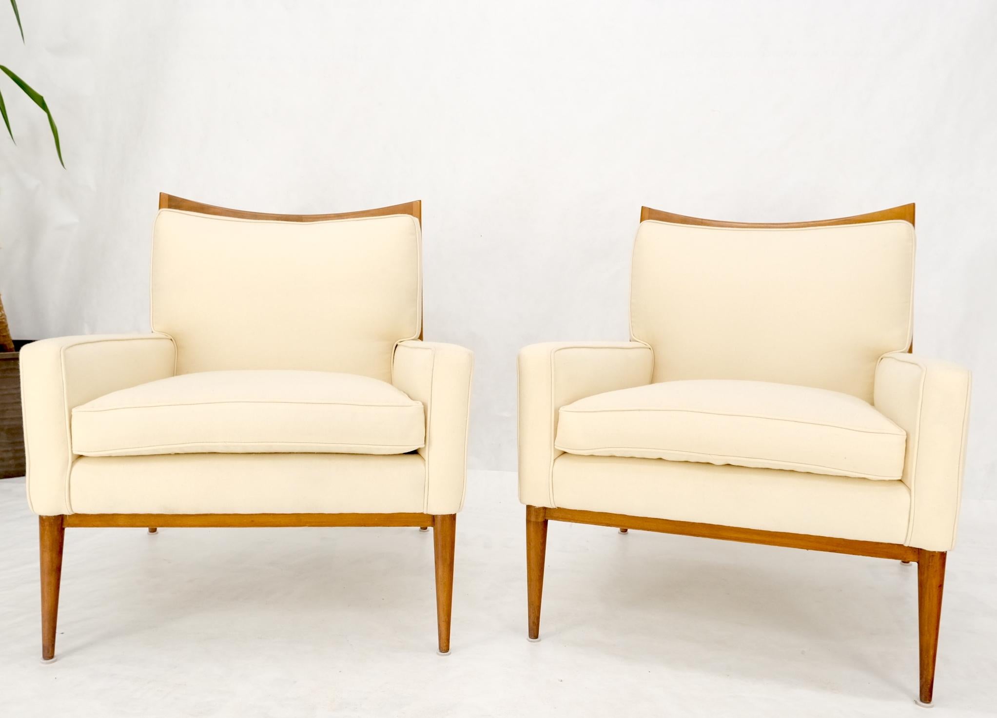 Pair of Mid Century Modern McCobb Chairs Newly Upholstered in Cream Virgin Wool For Sale 10