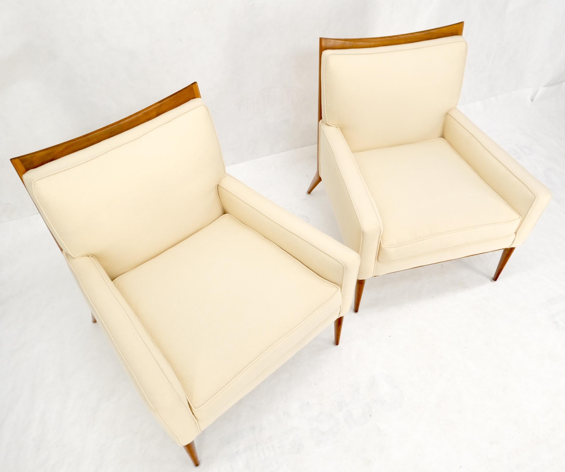 Pair of Mid Century Modern McCobb Chairs Newly Upholstered in Cream Virgin Wool For Sale 11