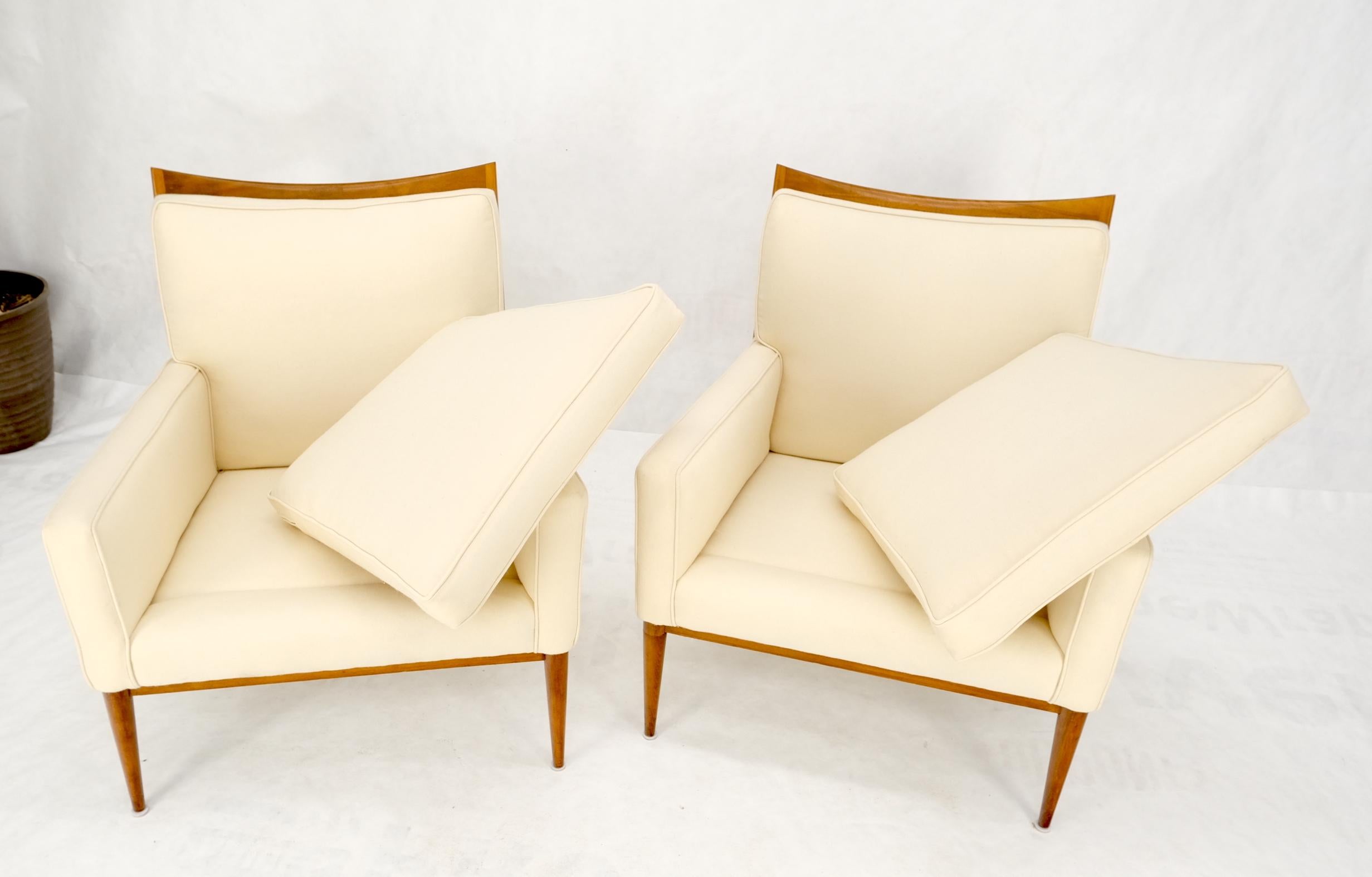 Pair of Mid Century Modern McCobb Chairs Newly Upholstered in Cream Virgin Wool For Sale 12
