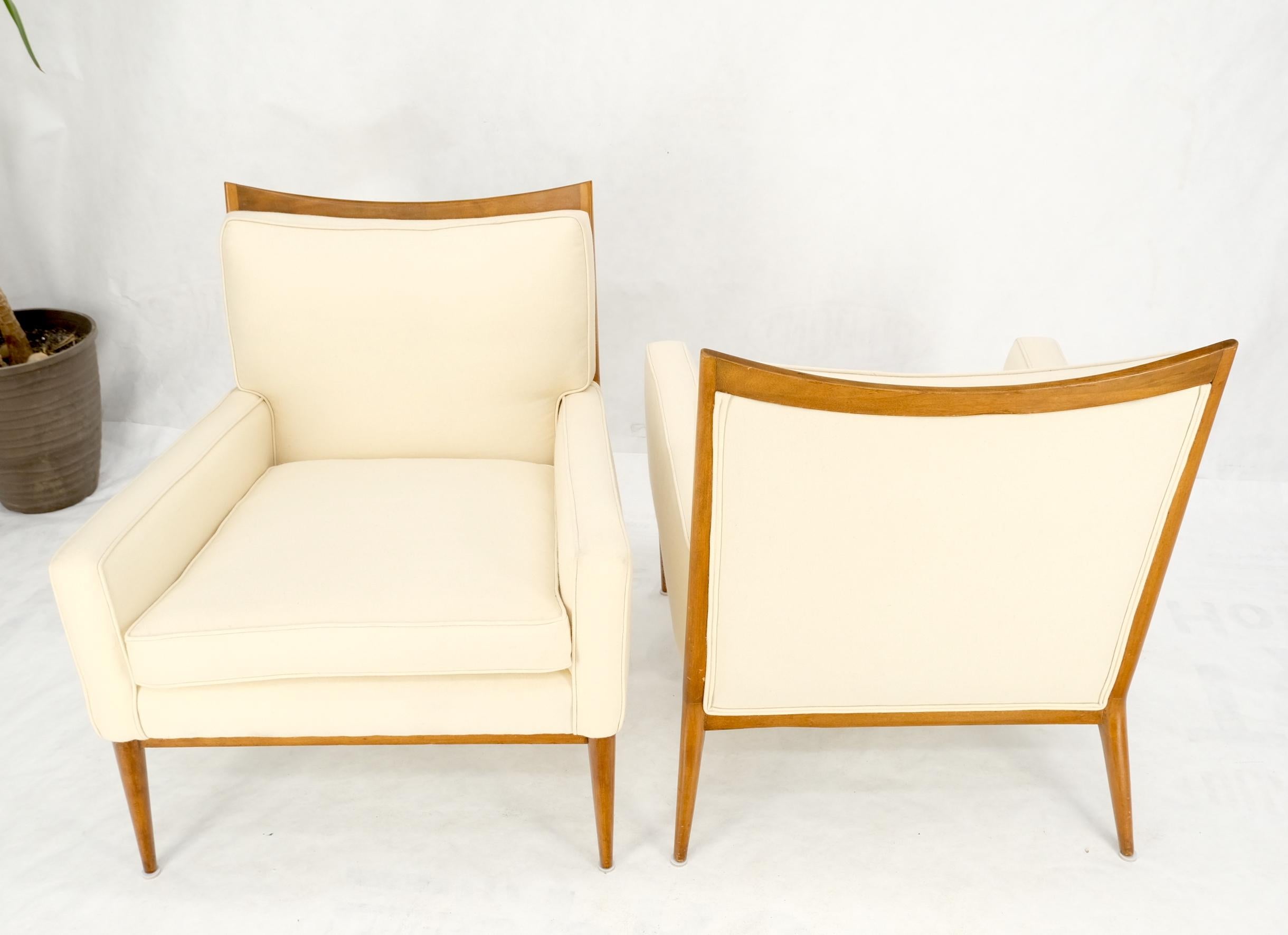 Pair of Mid Century Modern McCobb Chairs Newly Upholstered in Cream Virgin Wool For Sale 13